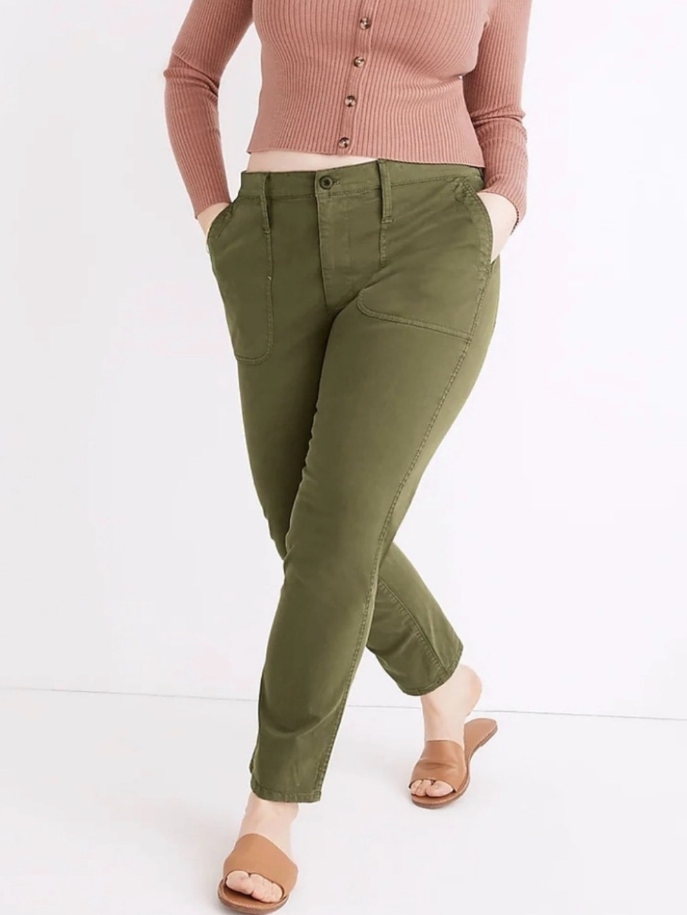 Madewell The Mid-Rise Perfect Vintage Pant in Army Green Size 29